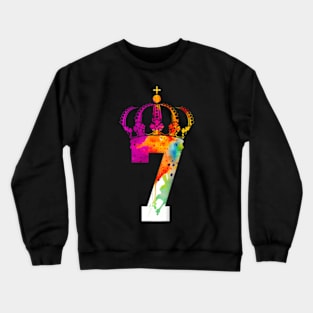 Kids Queen 7 Years King 7Th Birthday Crewneck Sweatshirt